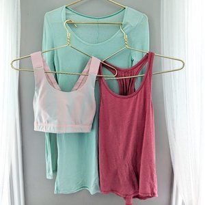 lululemon bundle of tank, sports bra, and tee dress set